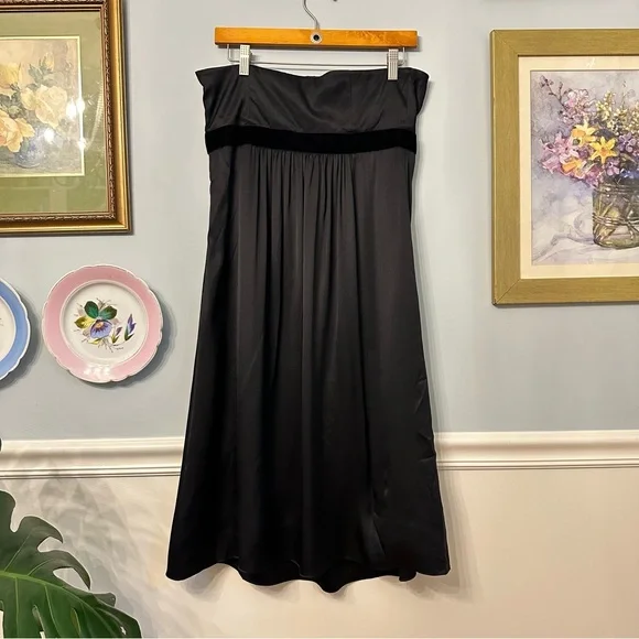 Banana Republic Silk Black Strapless Cocktail Dress Formal Wedding Guest Size 10 - Picture 3 of 9
